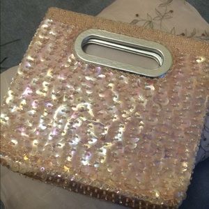 Vintage Iridescent Pink Sequined Evening Clutch